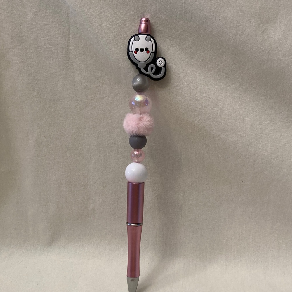 Pink and White Decorative Pen with Stethoscope. New.